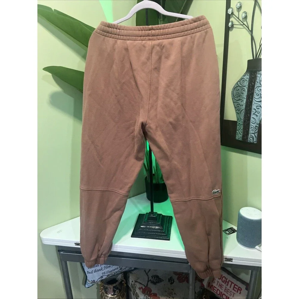 Lacoste Oversized Logo Unisex Organic Cotton Sweatpants Brown Size Large